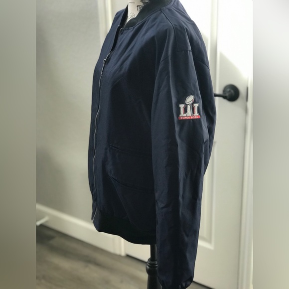 Super Bowl LI Men’s Bomber Style Jacket - Navy with Black Collar Detail, Zip Up - Picture 4 of 14